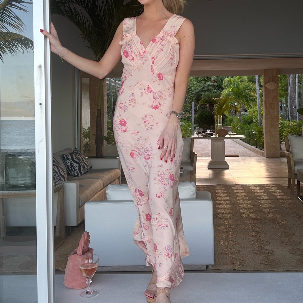 Realisation Par Pink Silk Floral Ivy Dress in Eden